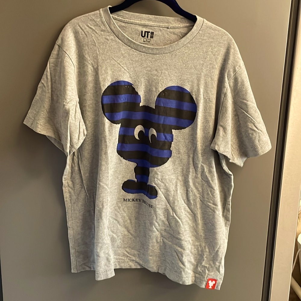 Uniqlo x Disney‎ Collection Mickey Project 100 Black Mickey Mouse Gray TShirt-L